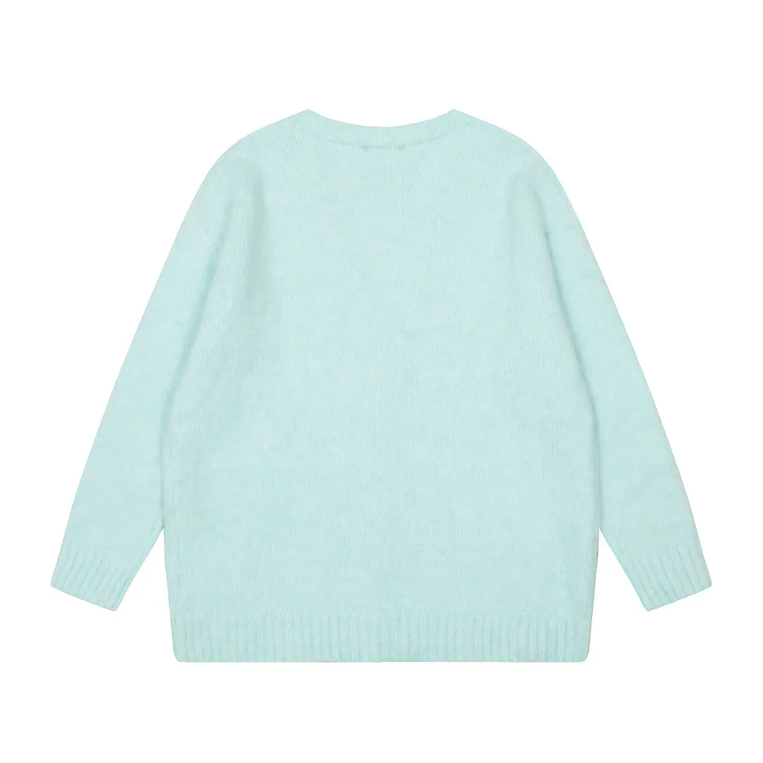 VIVI top quality - limited to Japan" vivienne west wood 25th autumn and winter new three-color wool embroidered cardigan Color: Gray Pink Blue Size: S M L